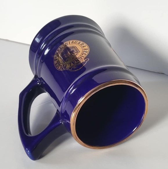 Niagara Regional Police Force Beer Mug Cobalt Blue Ceram Gold Graphics Stein - Picture 5 of 7